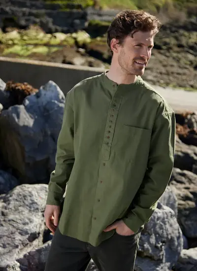 Andrew Cotton Linen Grandfather Shirt